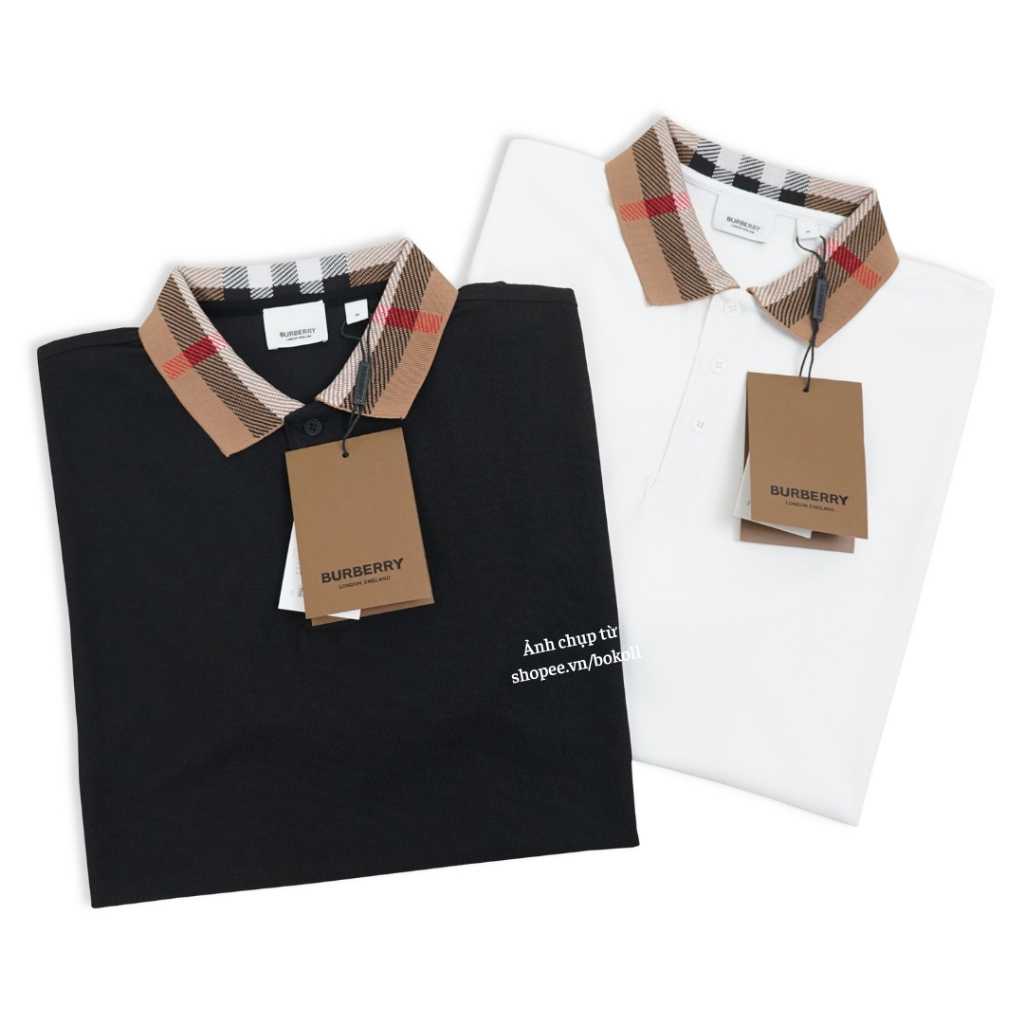 Áo polo bbr check collar nam nữ form rộng vải cotton cá sấu phong cách basic hàng cao cấp