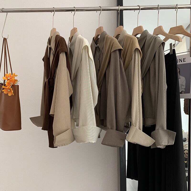 Áo sơ mi style Hà Quốc mùa thu nữ tính nhẹ nhàng
