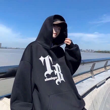 Áo Hoodie dáng rộng Unisex in chữ nổi siêu đẹp
