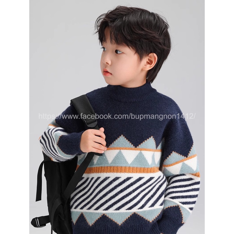 ÁO LEN HỌA TIẾT HÌNH THOI KẺ SỌC COTTON CAO CẤP BÉ TRAI BÉ GÁI KIỂU DÁNG HÀN QUỐC THỜI TRANG BASIC TRENDY