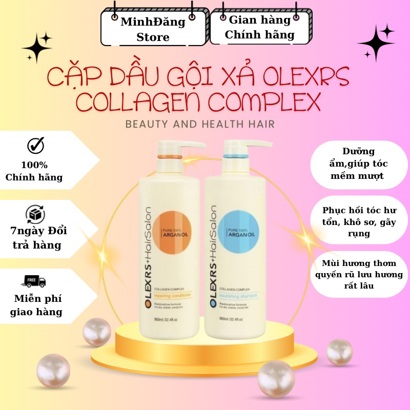 Cặp Dầu Gội Xả Olexrs Hair Salon 960ml Cho Tóc Khô Xơ Hư Tổn, Giảm Gãy Rụng,Phục Hồi Cho Tóc Hư Tổn - Minhdangstore