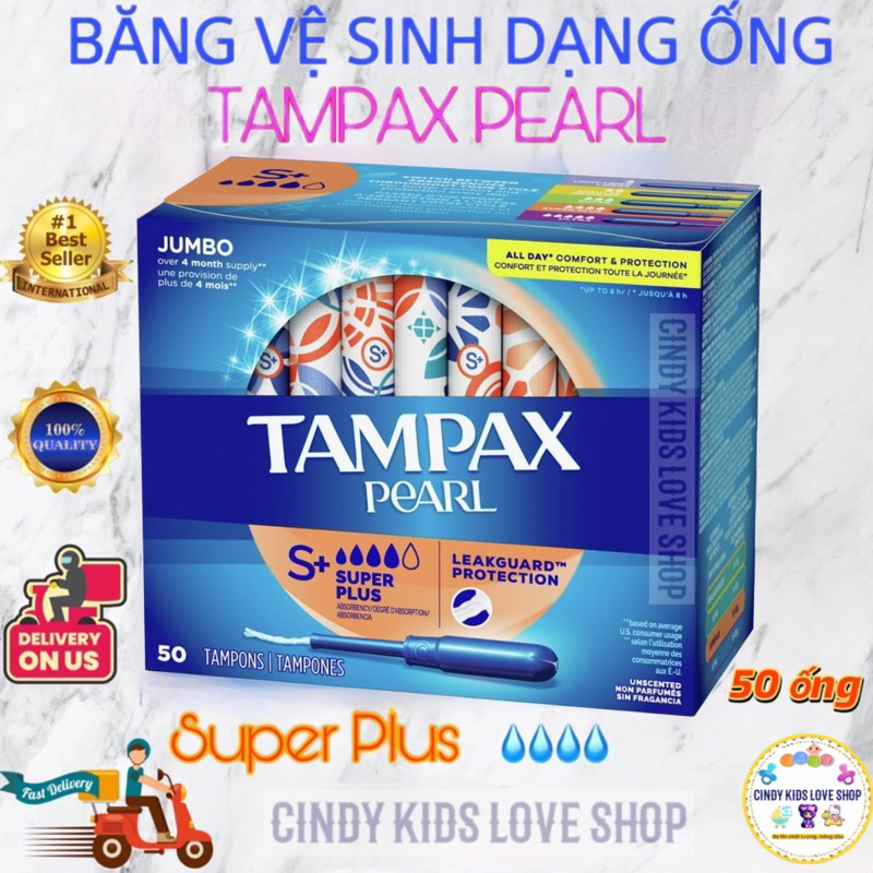 Băng vệ sinh Tampax Pearl Super Plus 4giọt 50ống/1hộp