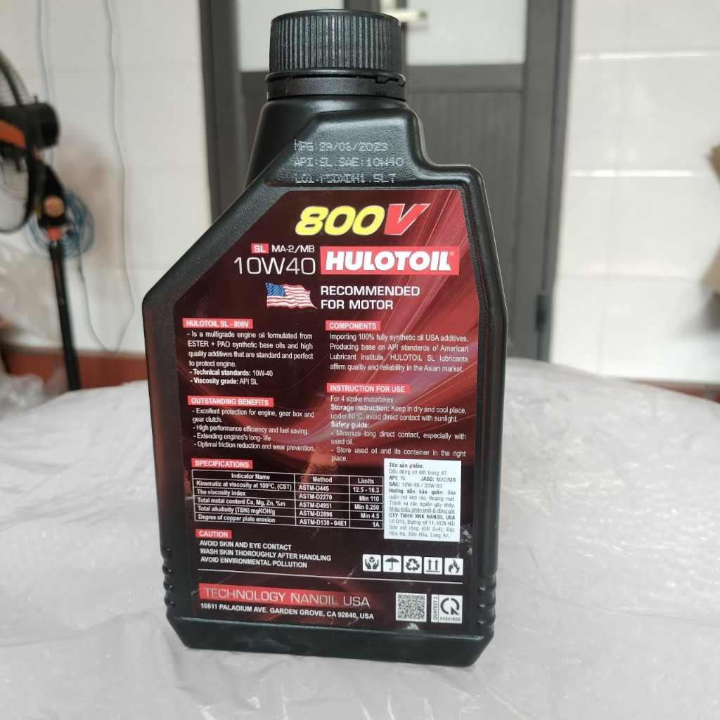 Dầu Nhớt HULOTOIL 800v 0,8l Dùng Cho Xe Số - Xe Tay Ga Hàng Chất Lượng Cao