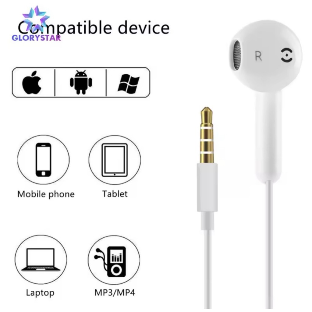 QT 01-Tai nghe nhét tai jack cắm chân tròn 3.5mm phù hợp với tất cả điện thoại, không kén máy, có míc đàm thoại Có Mic