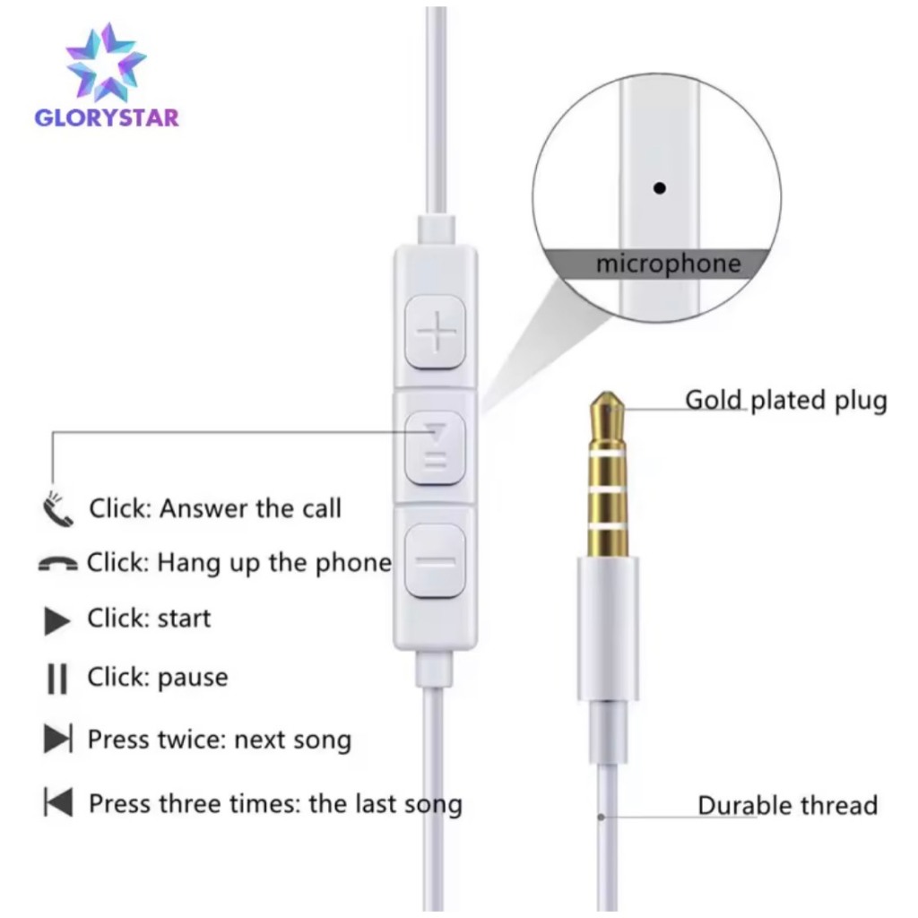 QT 01-Tai nghe nhét tai jack cắm chân tròn 3.5mm phù hợp với tất cả điện thoại, không kén máy, có míc đàm thoại Có Mic