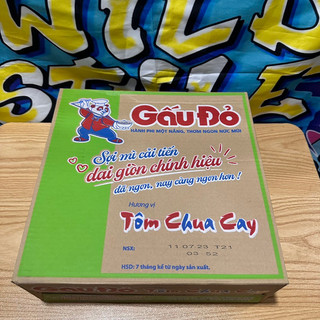 Thùng Mì Gấu Đỏ Tôm Chua Cay (30 Gói), 1,89kg