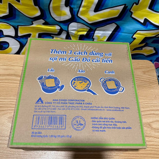 Thùng Mì Gấu Đỏ Tôm Chua Cay (30 Gói), 1,89kg