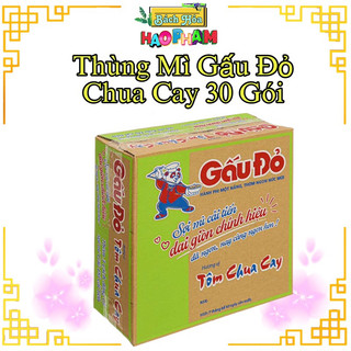 Thùng Mì Gấu Đỏ Tôm Chua Cay (30 Gói), 1,89kg