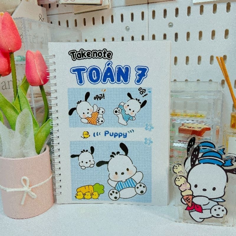 Sổ giấy lò xo, còng săt trang trí sticker toán 7