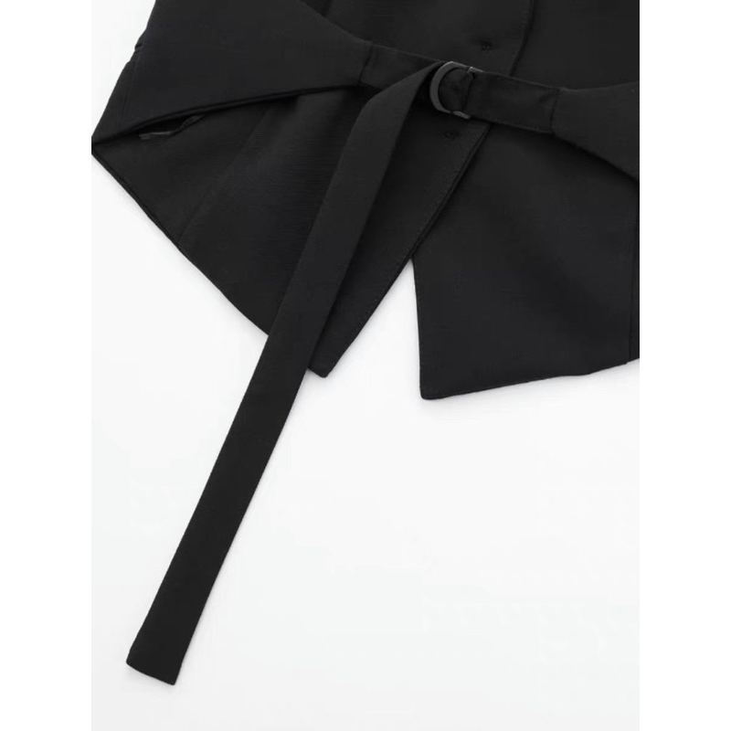 Áo cổ yếm dáng vest hở lưng màu đen hàng TQ