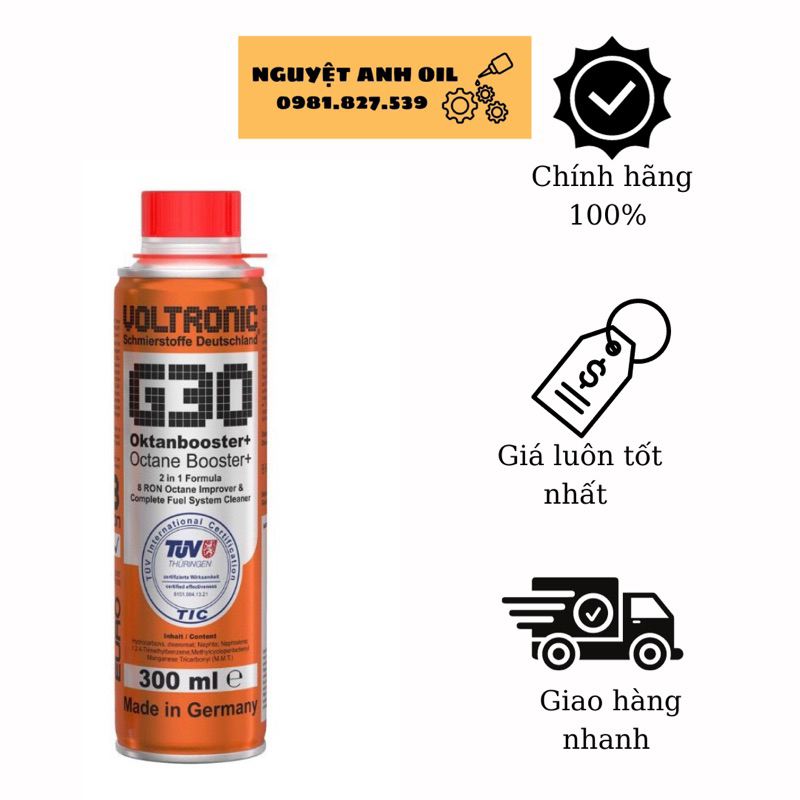 Phụ gia xăng VOLTRONIC G30 OCTANE BOOSTER 300ML