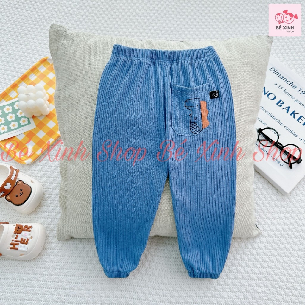 Quần Dài Thun Len Tăm Thu Đông Bo Gấu  Cho Bé Trai Bé Gái  Quần Thun Dài 2 túi Cho Bé Trai Gái QUẦN DÀI TÚI