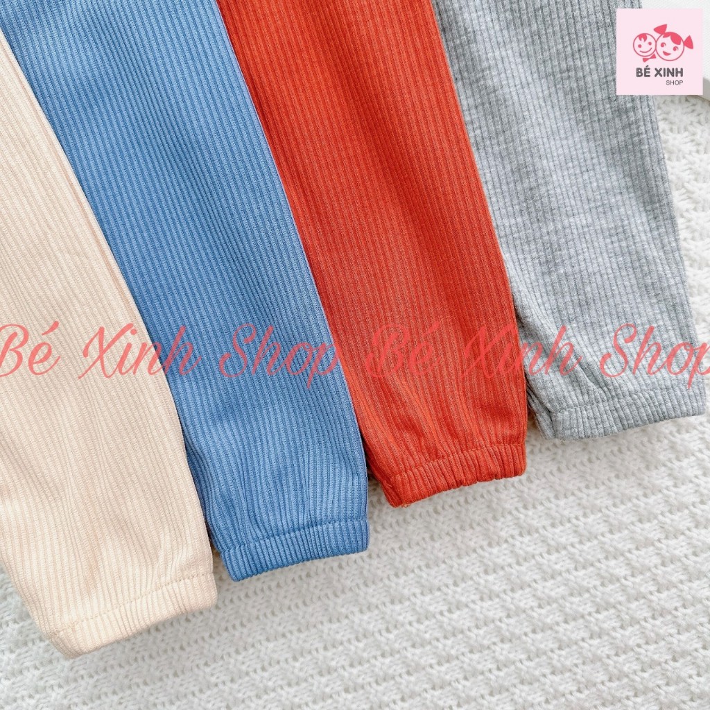 Quần Dài Thun Len Tăm Thu Đông Bo Gấu  Cho Bé Trai Bé Gái  Quần Thun Dài 2 túi Cho Bé Trai Gái QUẦN DÀI TÚI