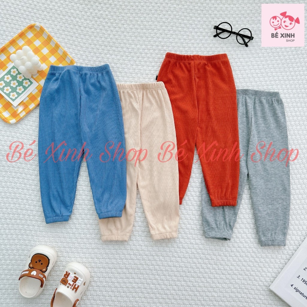 Quần Dài Thun Len Tăm Thu Đông Bo Gấu  Cho Bé Trai Bé Gái  Quần Thun Dài 2 túi Cho Bé Trai Gái QUẦN DÀI TÚI