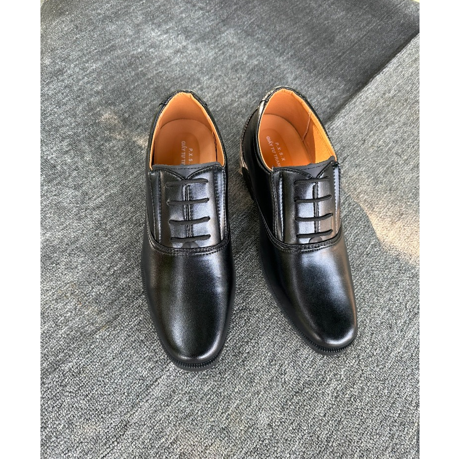 Giày Da Nam Tăng Chiều Cao Bí Mật 7cm mã TTC, Tặng kèm tất xanh + lót quế