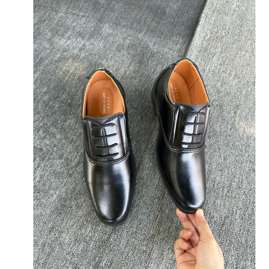 Giày Da Nam Tăng Chiều Cao Bí Mật 7cm mã TTC, Tặng kèm tất xanh + lót quế