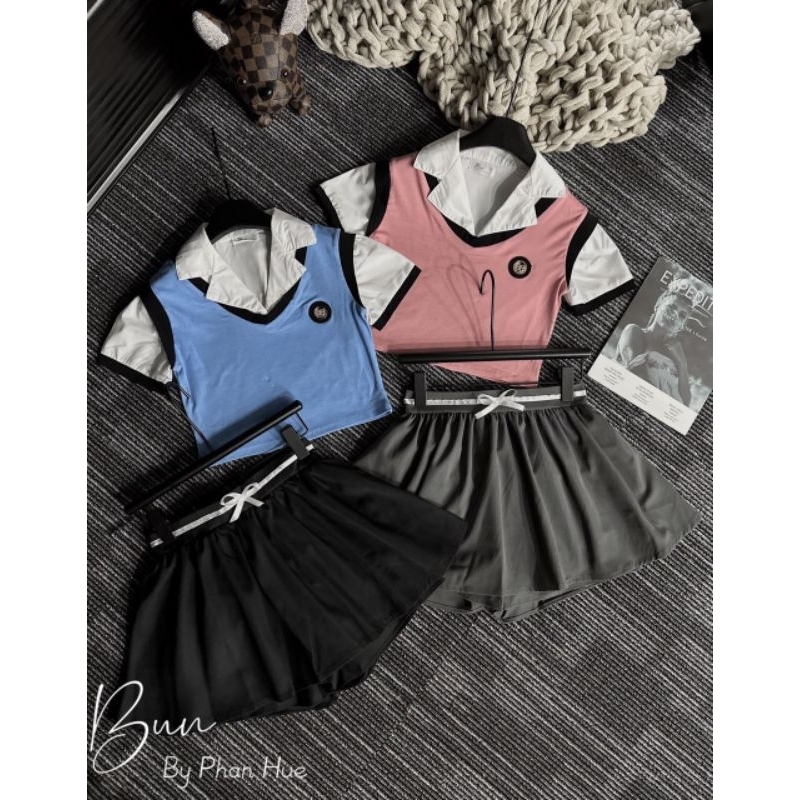 Set học sinh áo+chân váy 💯HÀNG THIẾT KẾ TẾT 2024 💖