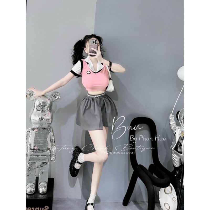 Set học sinh áo+chân váy 💯HÀNG THIẾT KẾ TẾT 2024 💖