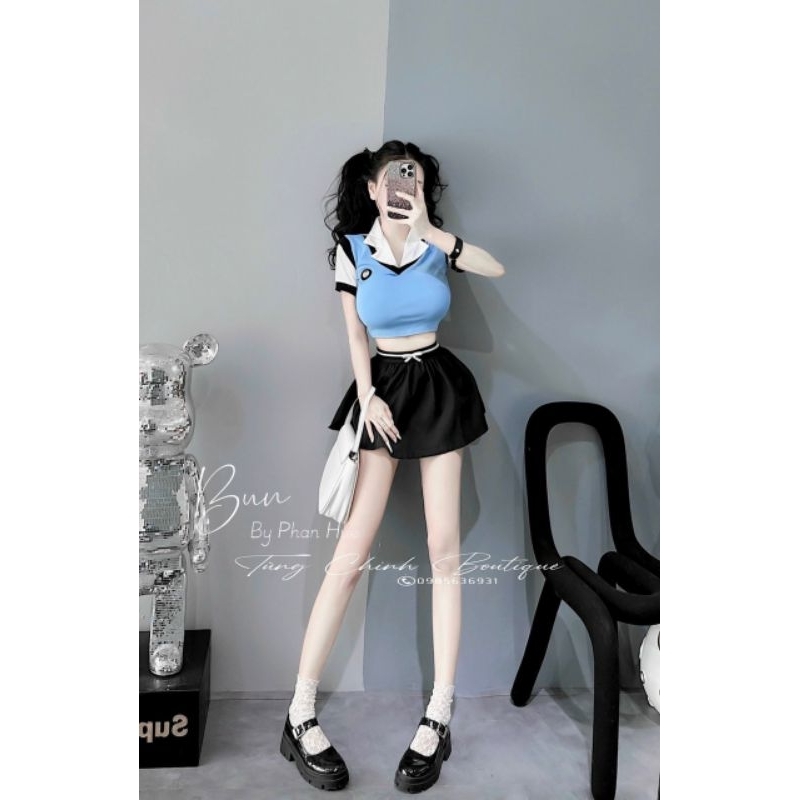 Set học sinh áo+chân váy 💯HÀNG THIẾT KẾ TẾT 2024 💖