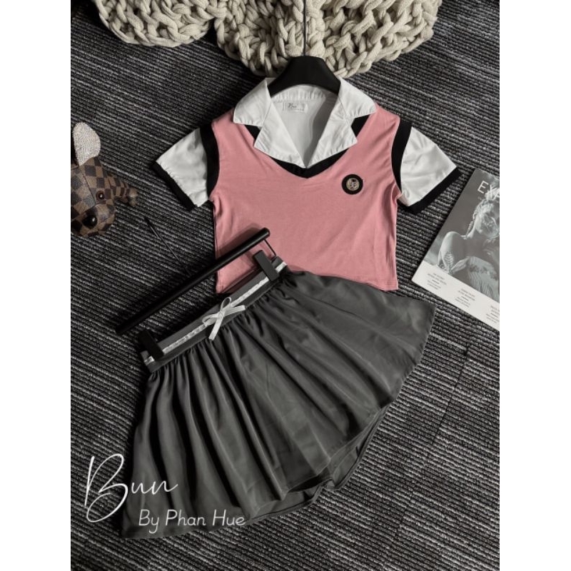 Set học sinh áo+chân váy 💯HÀNG THIẾT KẾ TẾT 2024 💖