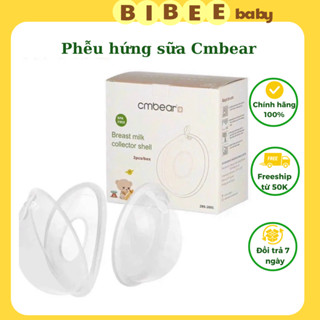 Phễu hứng sữa silicon Cmbear, hộp 2 phễu hứng sữa Cmbear có nút đậy chống tràn, an toàn có thể tái sử dụng - Bibeebaby