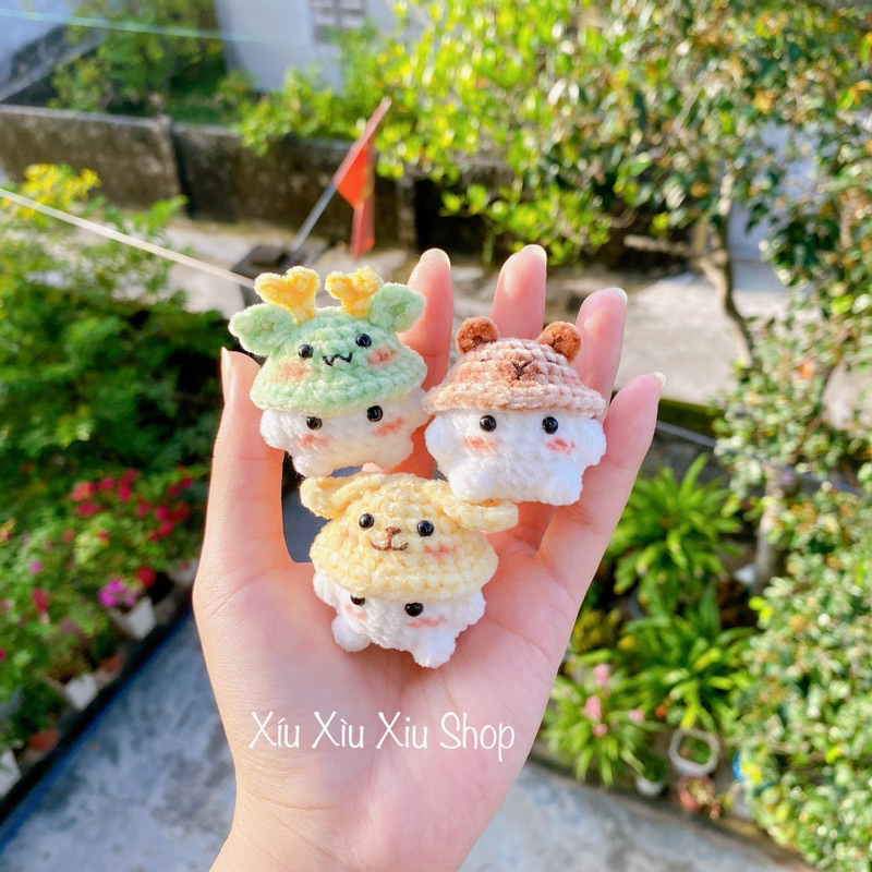 Móc khóa nấm len chunky // Móc khoá len // Len móc thủ công