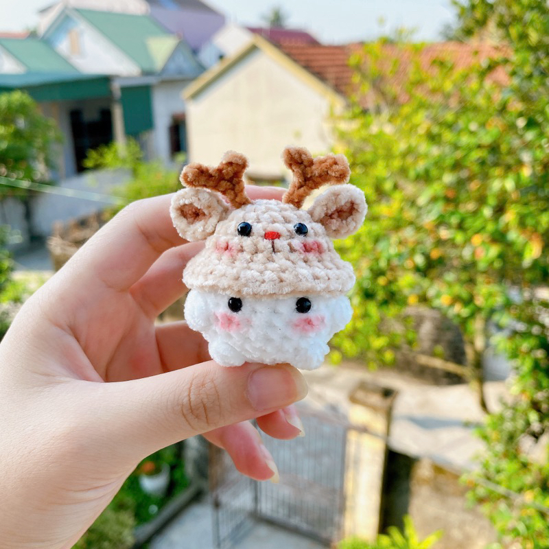 Móc khóa nấm len chunky // Móc khoá len // Len móc thủ công