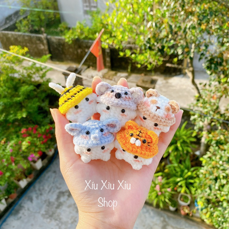 Móc khóa nấm len chunky // Móc khoá len // Len móc thủ công