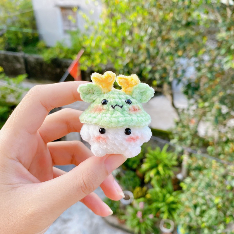 Móc khóa nấm len chunky // Móc khoá len // Len móc thủ công