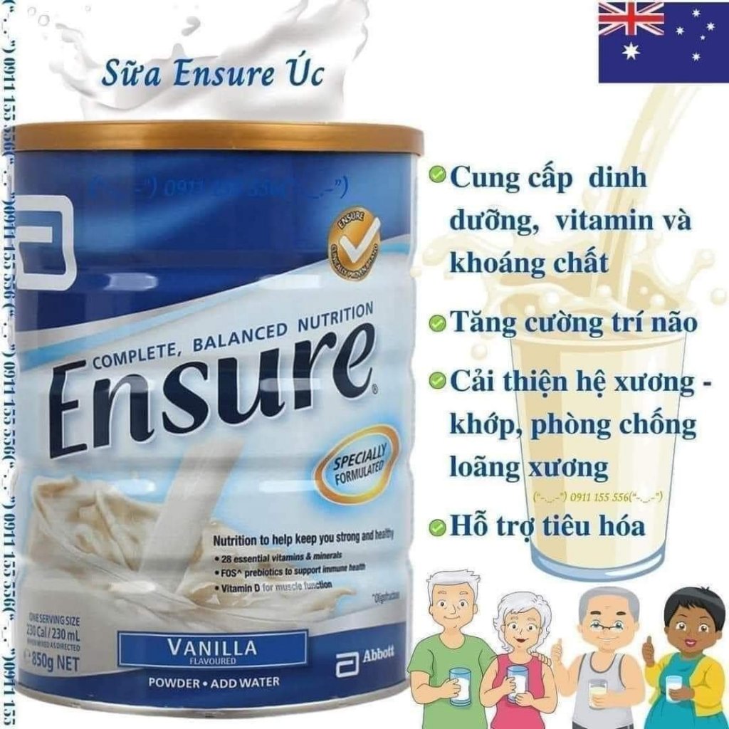 Sữa Ensure Vanilla Powder 850g của Úc