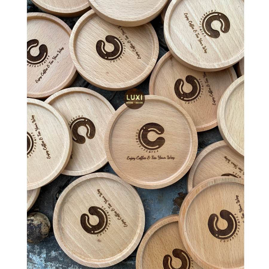 Lót ly tròn xinh xắn - FREE KHẮC LOGO - LUXI decor