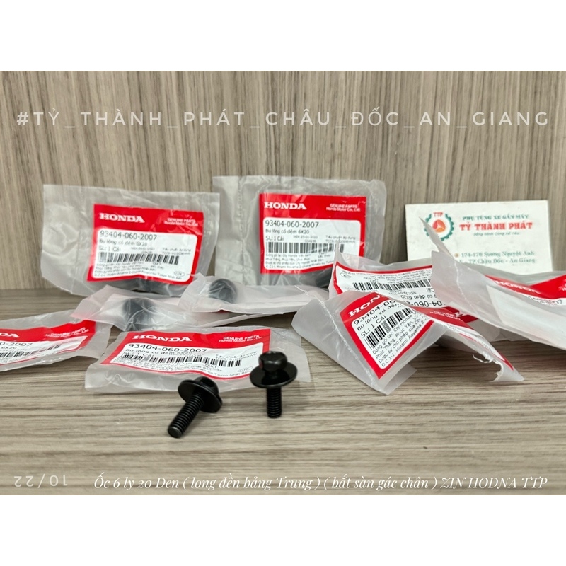 Ốc 6 ly 20 Đen xài khóa 10( có long đền ) ( bắt sàn gác chân ) (1 Con)