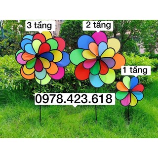 Chong chóng 8 cánh cầu vồng 3 lớp, 2 lớp cầu vồng trang trí quán cafe, trường học, khu du lịch, ngọn đồi chong chóng