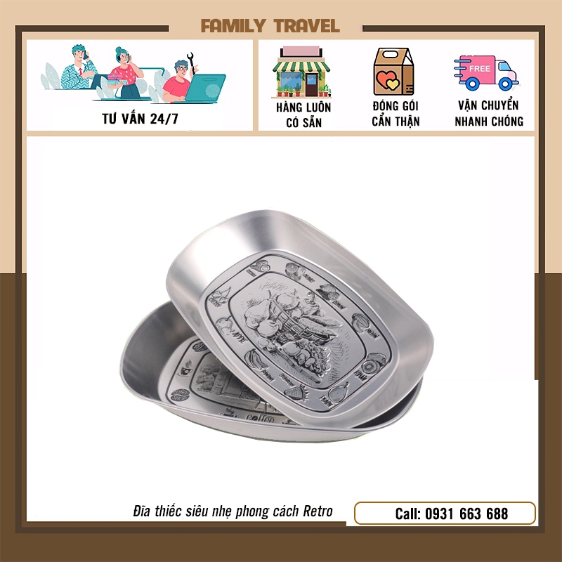 Đĩa dĩa thiếc ( sắt tây ) siêu nhẹ tiện lợi dùng cho cắm trại, du lịch hay gia đình, văn phòng - Family Travel