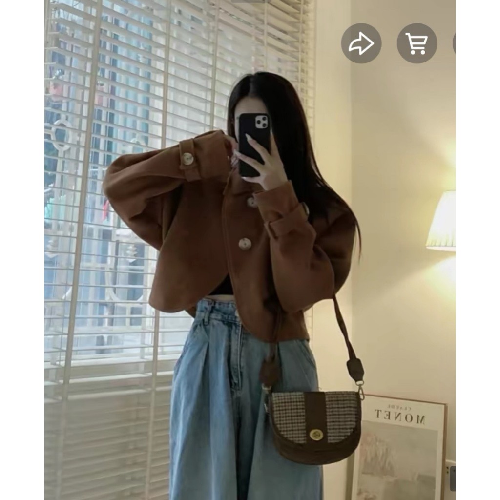 Áo dạ ép croptop đan chéo tiểu thư - 247store.vn - Aodacrt152_P0K16