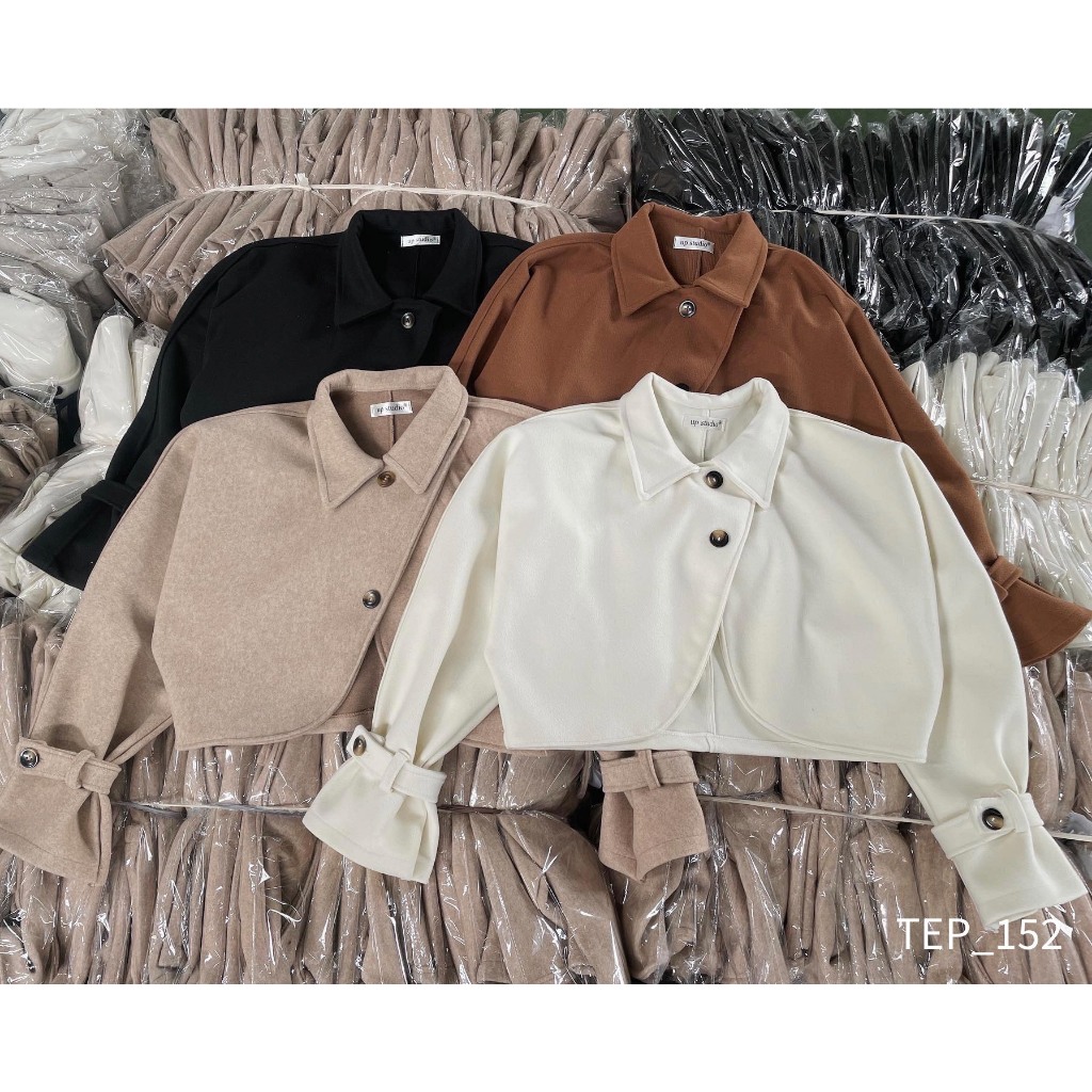 Áo dạ ép croptop đan chéo tiểu thư - 247store.vn - Aodacrt152_P0K16