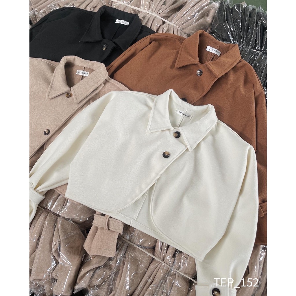 Áo dạ ép croptop đan chéo tiểu thư - 247store.vn - Aodacrt152_P0K16