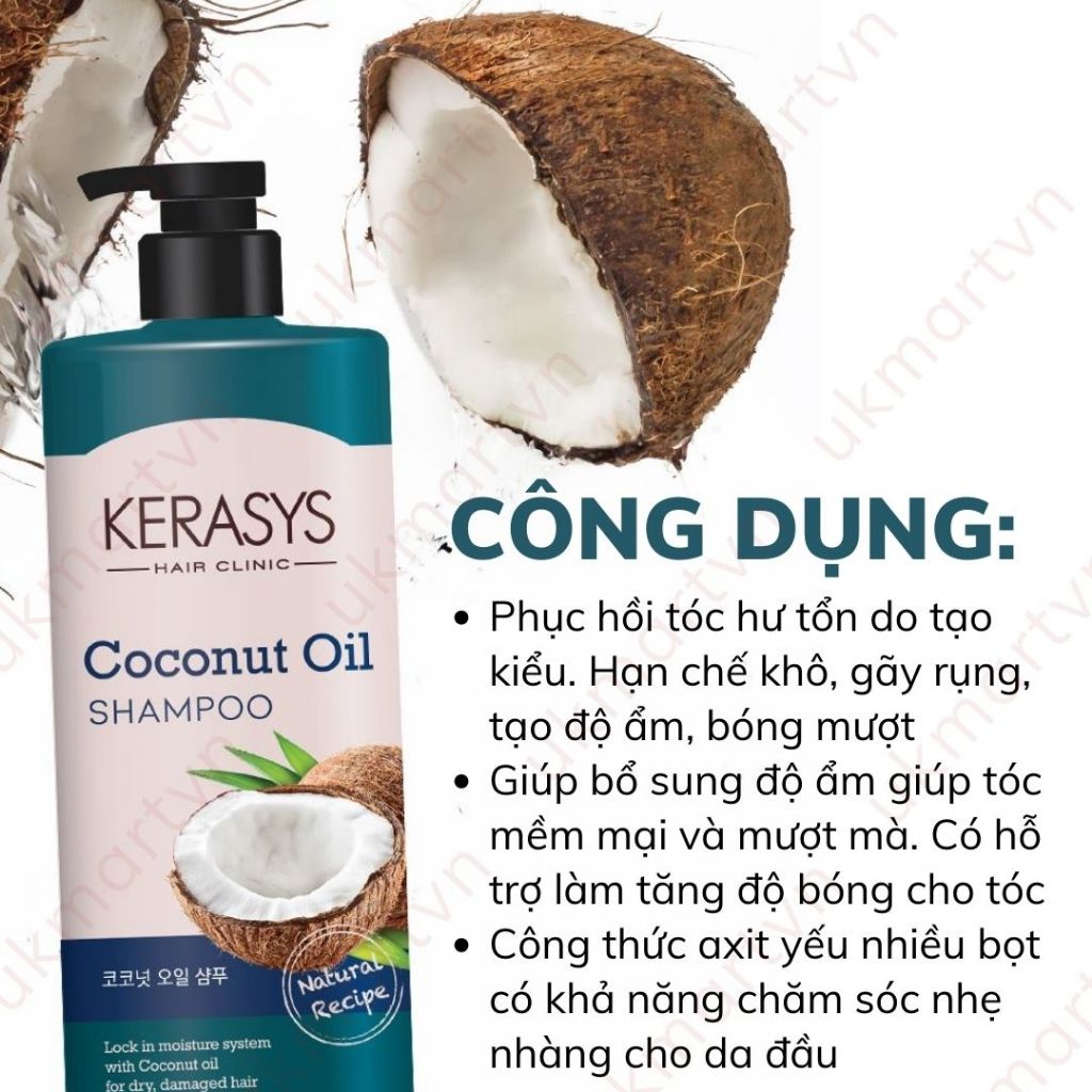 Dầu gội, xả Kerasys Hair Clinic giúp tóc suôn mượt, sạch gàu, không bết dính 1000ML