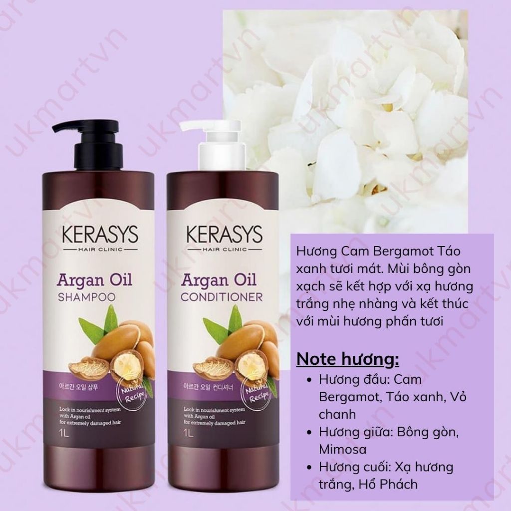 Dầu gội, xả Kerasys Hair Clinic giúp tóc suôn mượt, sạch gàu, không bết dính 1000ML