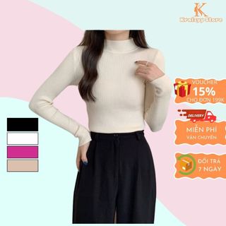Áo len tăm nữ cổ lọ 3 phân mềm mịn, co giãn nhiều màu giữ nhiệt cho nữ mặc thu đông ấm áp