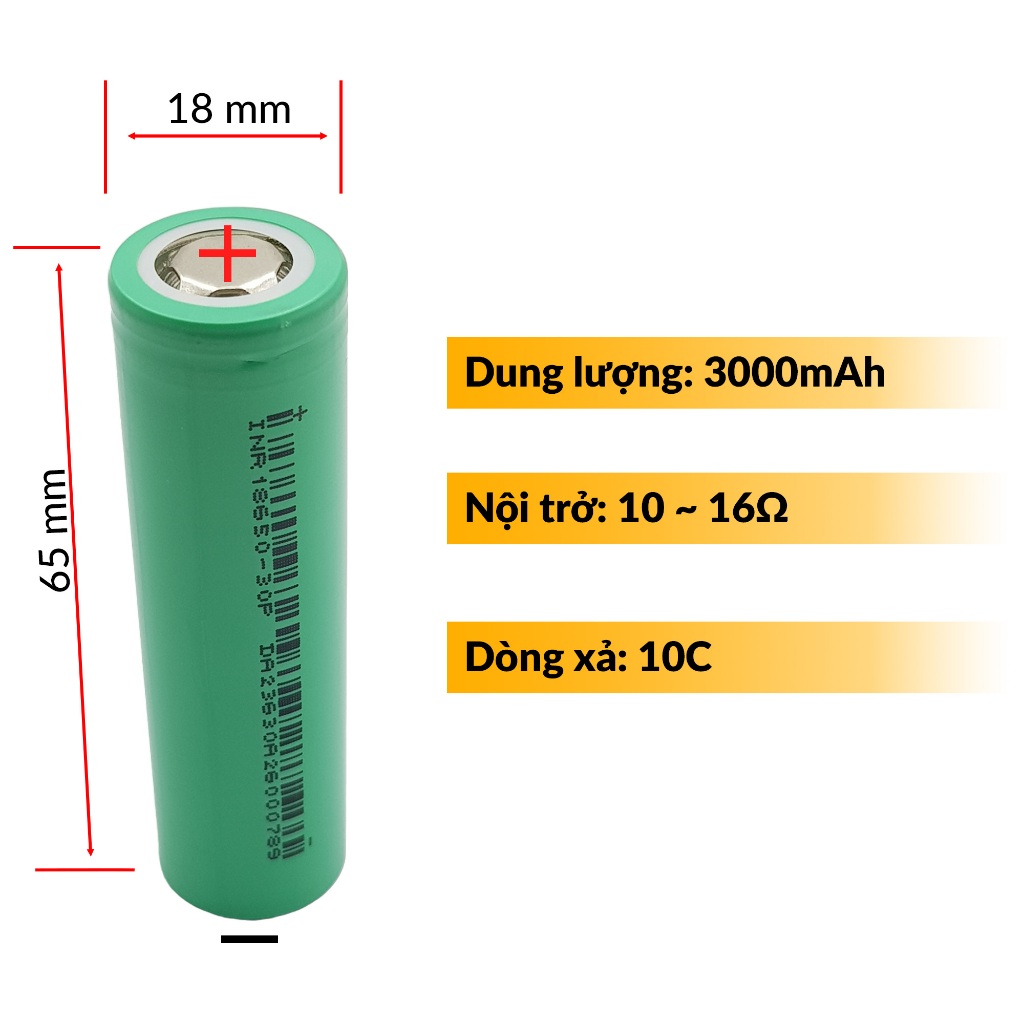 Pin 18650 DMC 3000mAh 10C dòng xả cao chuyên dùng đóng pin máy khoan