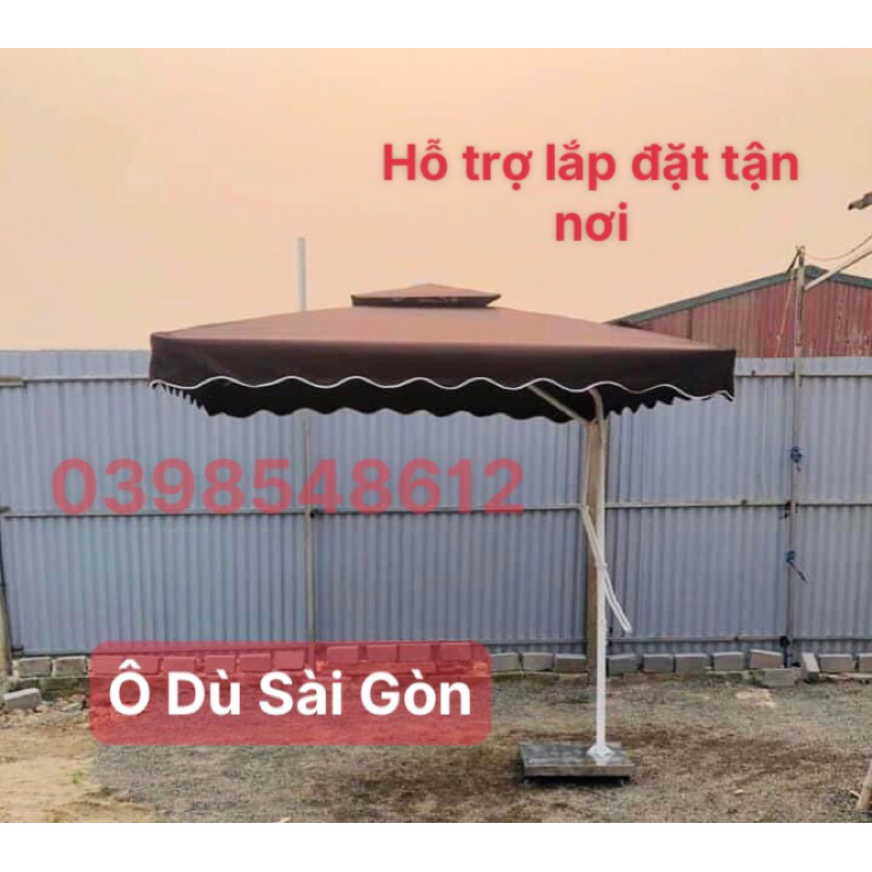 Ô Dù Lệch Tâm Vuông Che Mưa Nắng 2,5M x2,5M Cao Cấp Hiện Đại Có Kèm Chân Đế