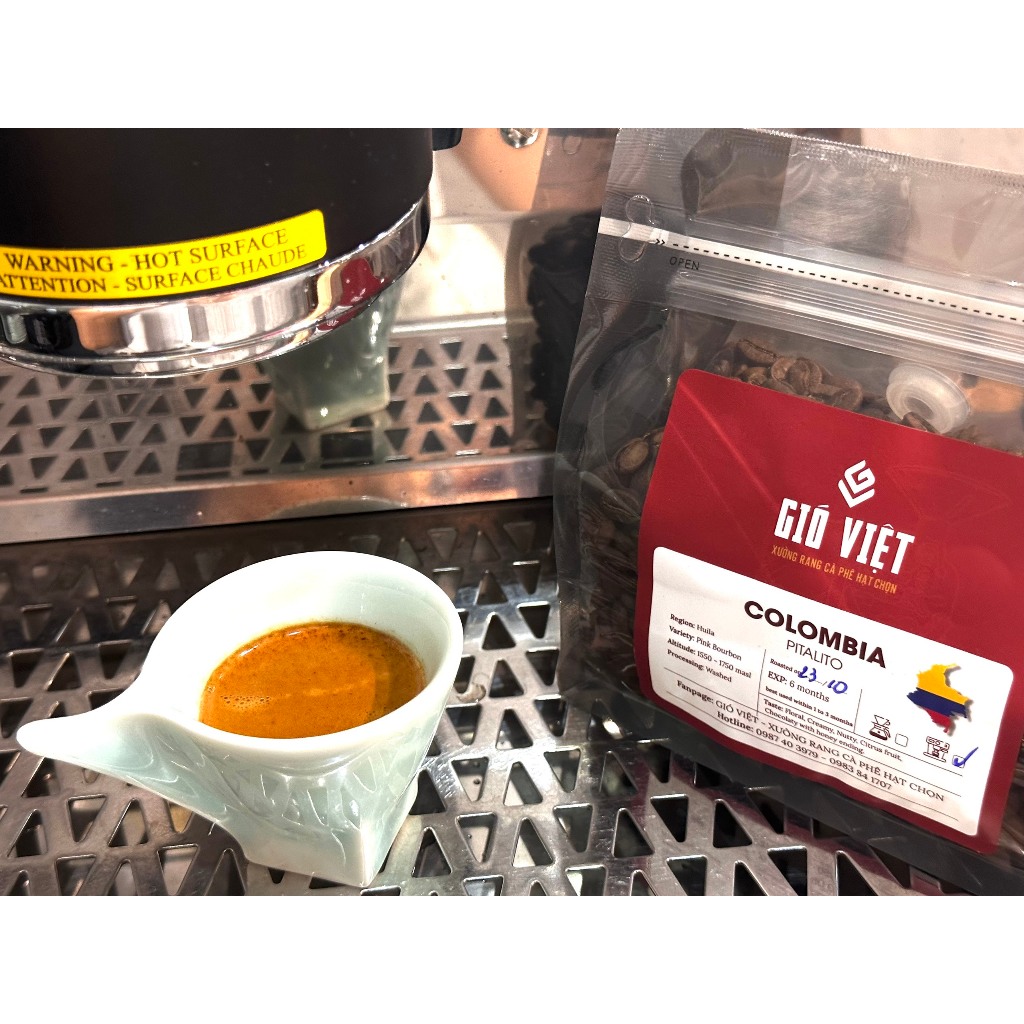 Cà phê Espresso Colombia Pitalito- sơ chế Washed -xưởng rang cà phê hạt chọn Gió Việt- 250gr