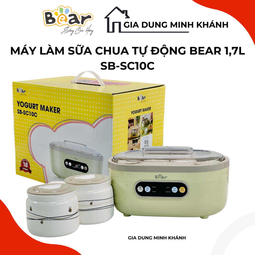 Máy làm sữa chua Bear 1,75L SB-SC10C - Đa chức năng, lên men tự động, làm ra sữa chua ngon tuyệt