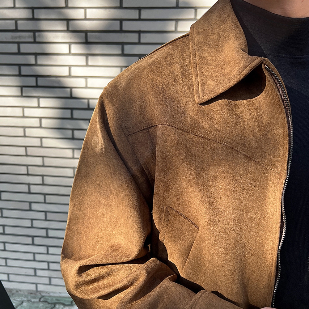 Áo Khoác Da Lộn Cổ Bẻ Phong Cách Retro Dành Cho Nam