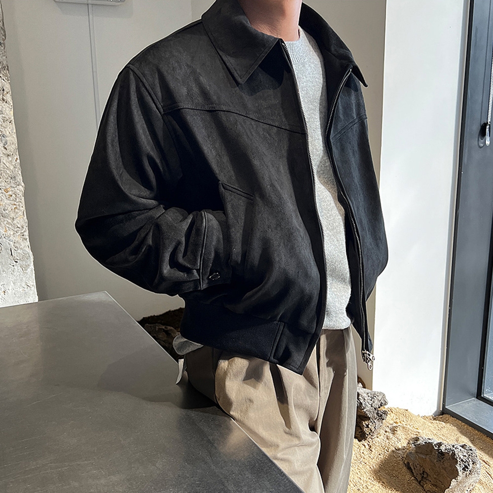 Áo Khoác Da Lộn Cổ Bẻ Phong Cách Retro Dành Cho Nam