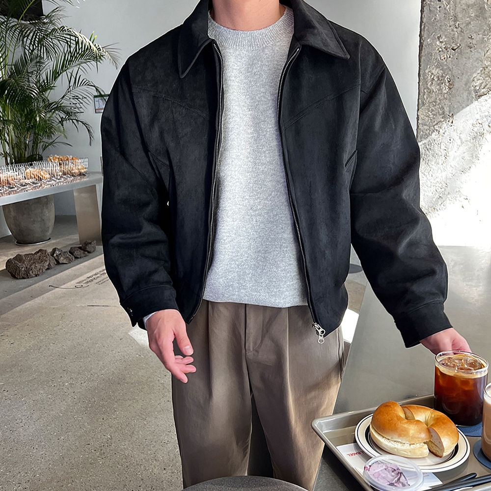 Áo Khoác Da Lộn Cổ Bẻ Phong Cách Retro Dành Cho Nam