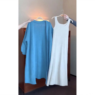 Áo khoác len dài và váy len ( Sẵn 1 size S)