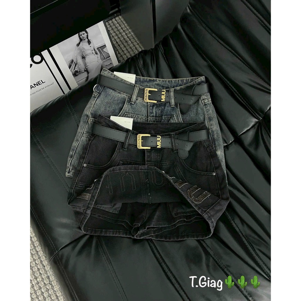 Chân váy mini denim jeans đính đá QCL1 LuciK Shop CV0015