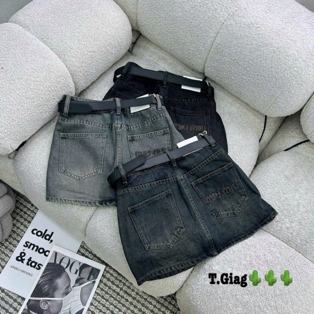 Chân váy mini denim jeans đính đá QCL1 LuciK Shop CV0015